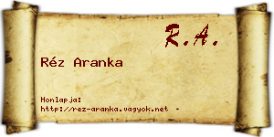 Réz Aranka névjegykártya